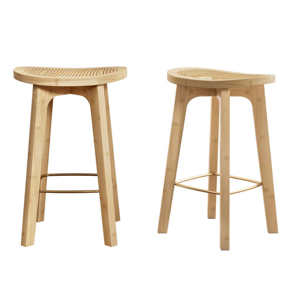 Artiss 2X Bar Stools Bamboo Rattan Counter Chair Kitchen Barstools