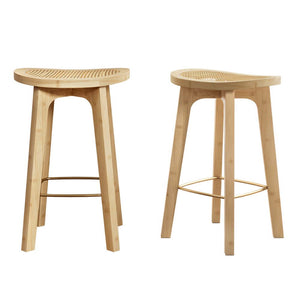 Artiss 2X Bar Stools Bamboo Rattan Counter Chair Kitchen Barstools