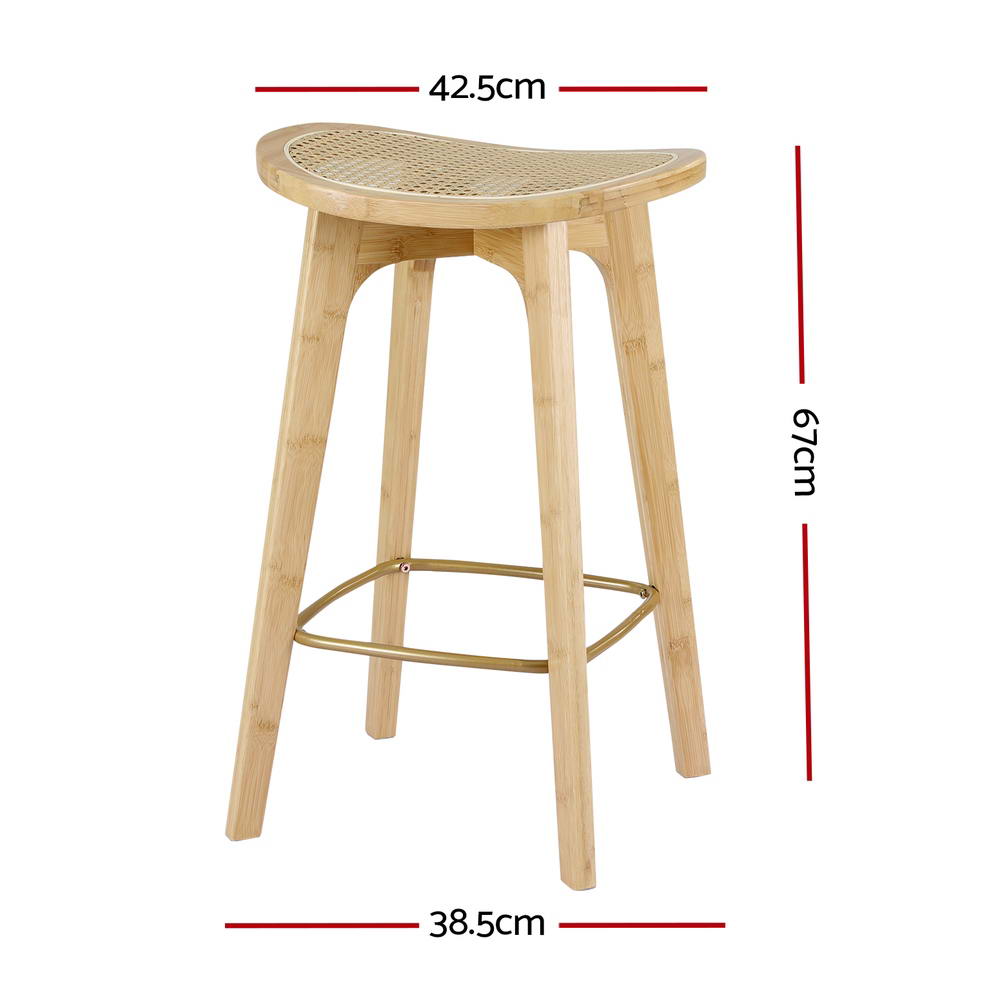 Artiss 2X Bar Stools Bamboo Rattan Counter Chair Kitchen Barstools