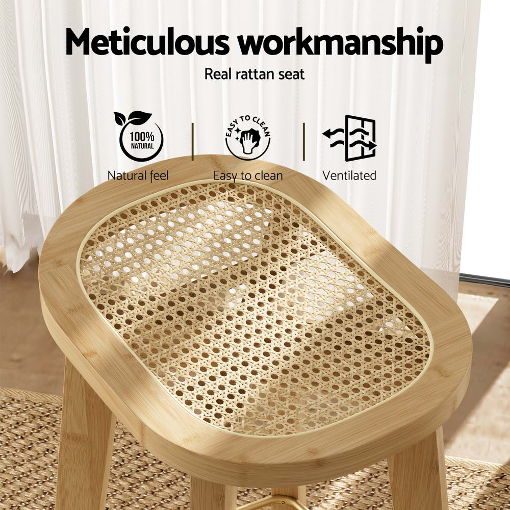 Artiss 2X Bar Stools Bamboo Rattan Counter Chair Kitchen Barstools