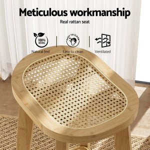 Artiss 2X Bar Stools Bamboo Rattan Counter Chair Kitchen Barstools