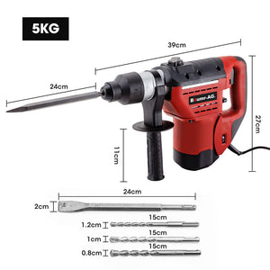 Baumr Ag 1500W Pro Grade Electric Rotary Jackhammer Hammer Drill With 2 Bonus Chisels 3 Bits