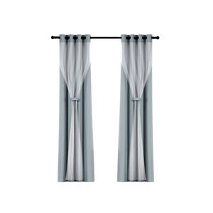 Artiss 2X 132X160cm Blockout Sheer Curtains Light Grey