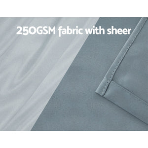 Artiss 2X 132X160cm Blockout Sheer Curtains Light Grey