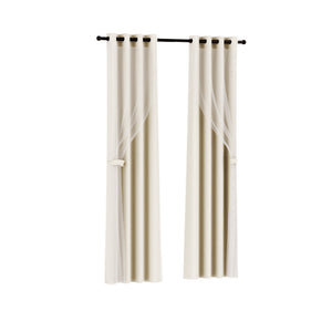 Artiss 2X 132X213cm Blockout Sheer Curtains Beige