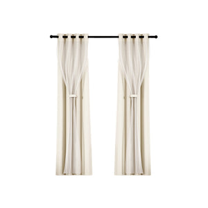 Artiss 2X 132X213cm Blockout Sheer Curtains Beige