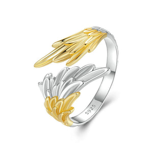 Veile Studios Original 14K Gold Plated Wing Opening Ring For Men And Women In Silver