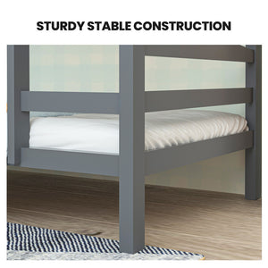 Kingston Slumber Single Bunk Bed Frame Solid Pine 2 In 1 Modular Design Converts To Beds For Kids Grey