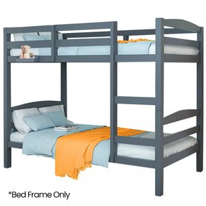 Kingston Slumber Single Bunk Bed Frame Solid Pine 2 In 1 Modular Design Converts To Beds For Kids Grey