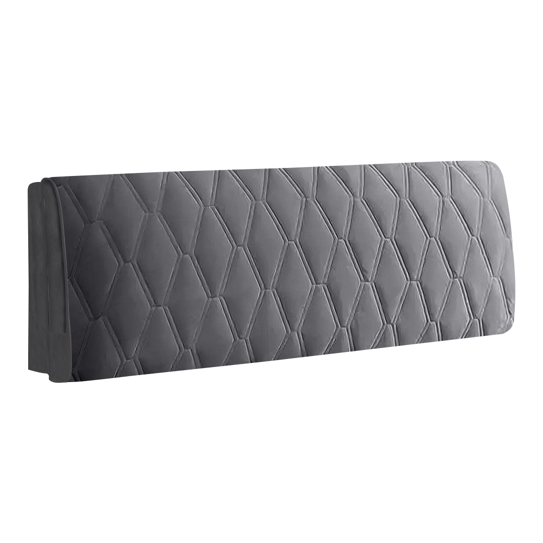 Headboard Cover Dark Gray Zigzag Pattern Quilted Velvet Bed Back Protector 130X70cm