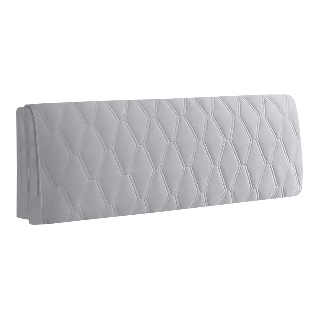 Light Gray Zigzag Pattern Velvet Bed Headboard Cover 200X70cm Dust Protector