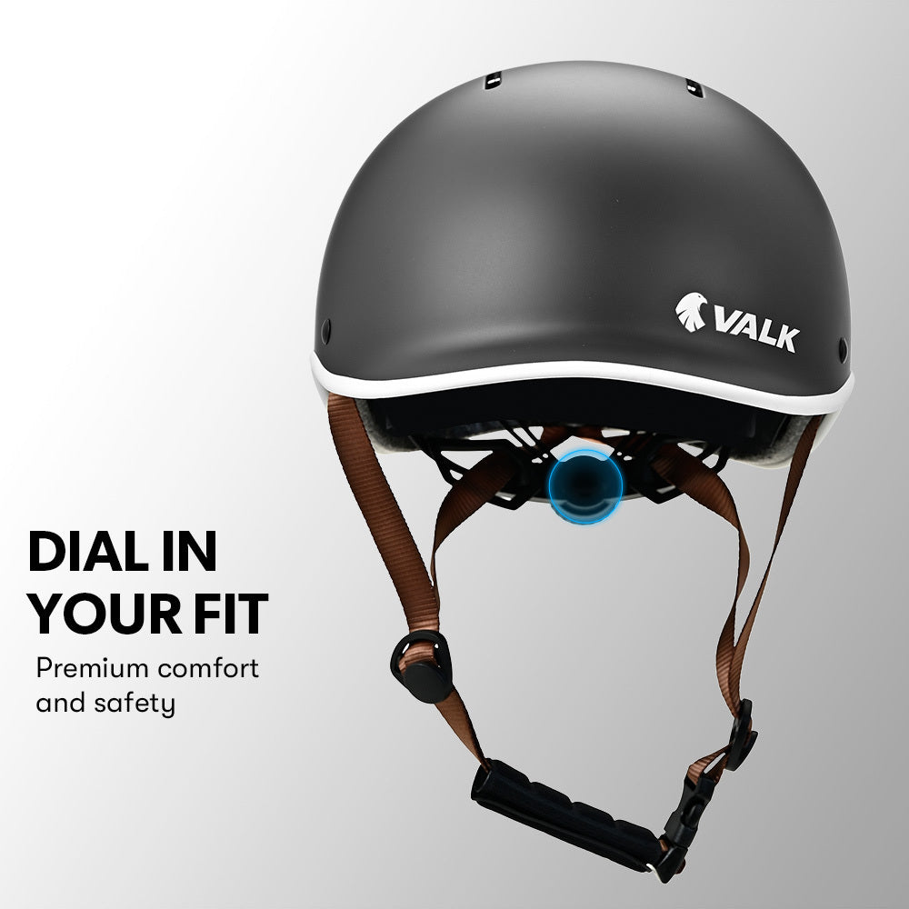 Valk Retro Bike Helmet 56 61Cm S M L Universal Dial Fit System Jet Black