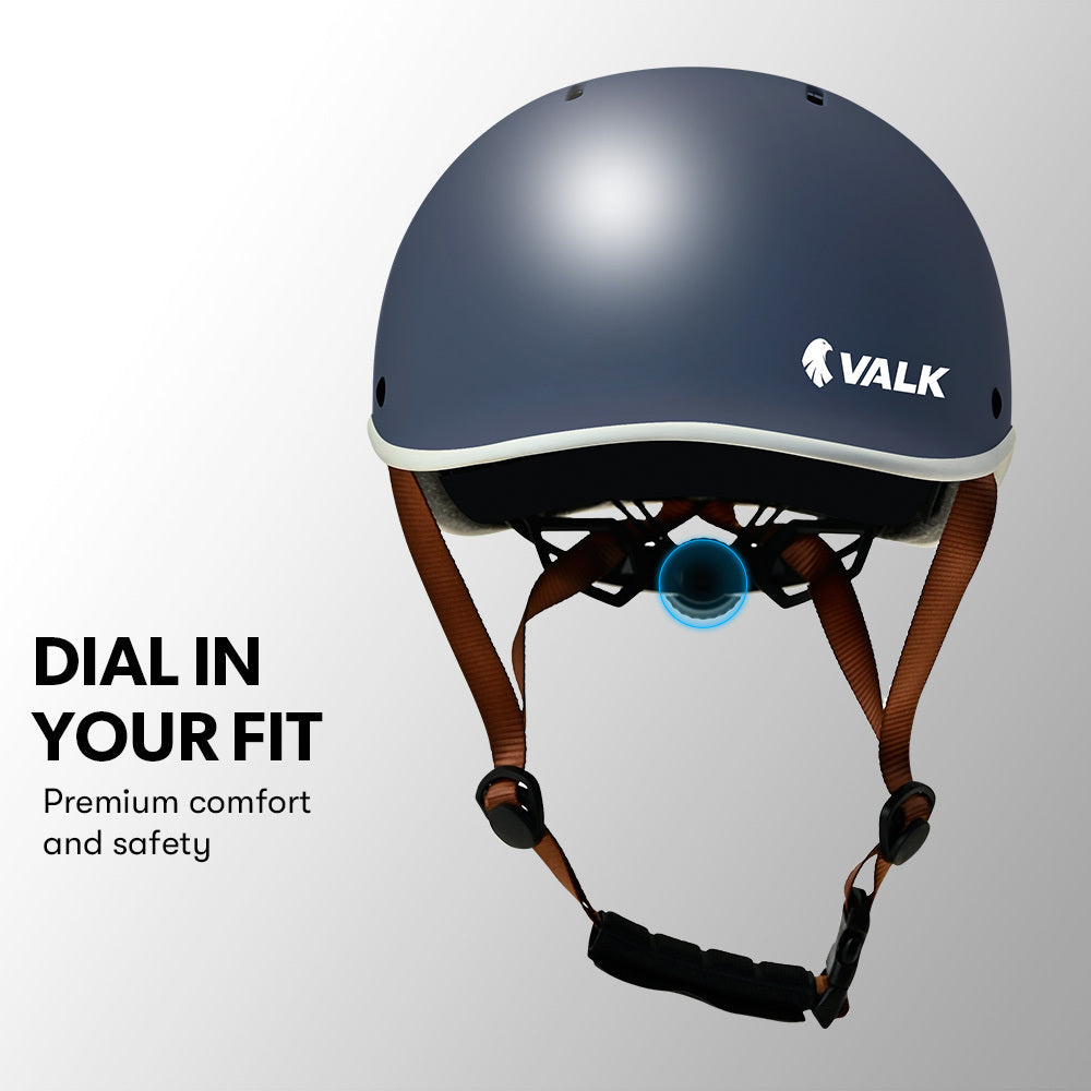 Valk Retro Bike Helmet 56 61Cm S M L Universal Dial Fit System Shadow Navy