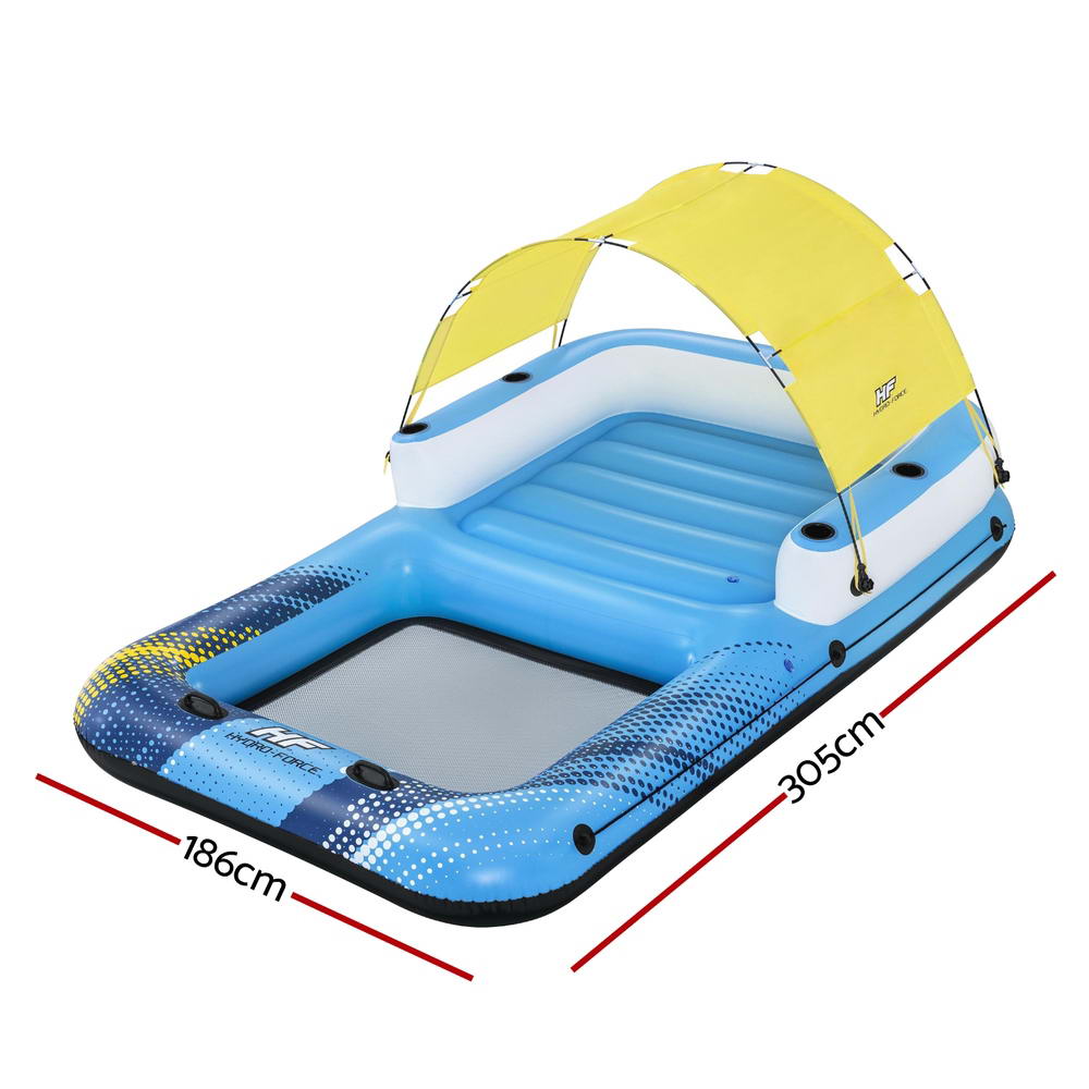 Bestway Inflatable Floating Island Lounger Sunshade Pool Bed 3.05Mx1.86M