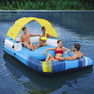 Bestway Inflatable Floating Island Lounger Sunshade Pool Bed 3.05Mx1.86M