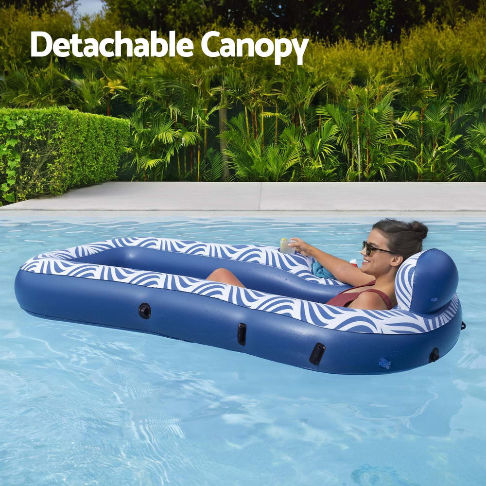 Bestway Inflatable Floating Lounger With Sunshade Canopy 1.98Mx1.12M Blue