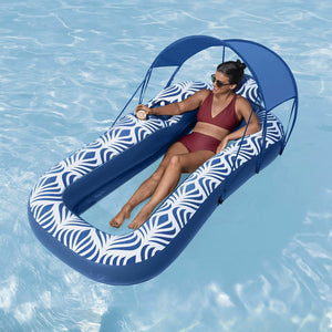 Bestway Inflatable Floating Lounger With Sunshade Canopy 1.98Mx1.12M Blue