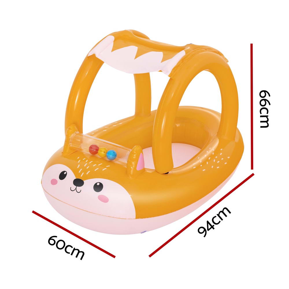 Bestway Kids Inflatable Fox Swim Float Floating Seat Canopy Pool Toys 94X66cm