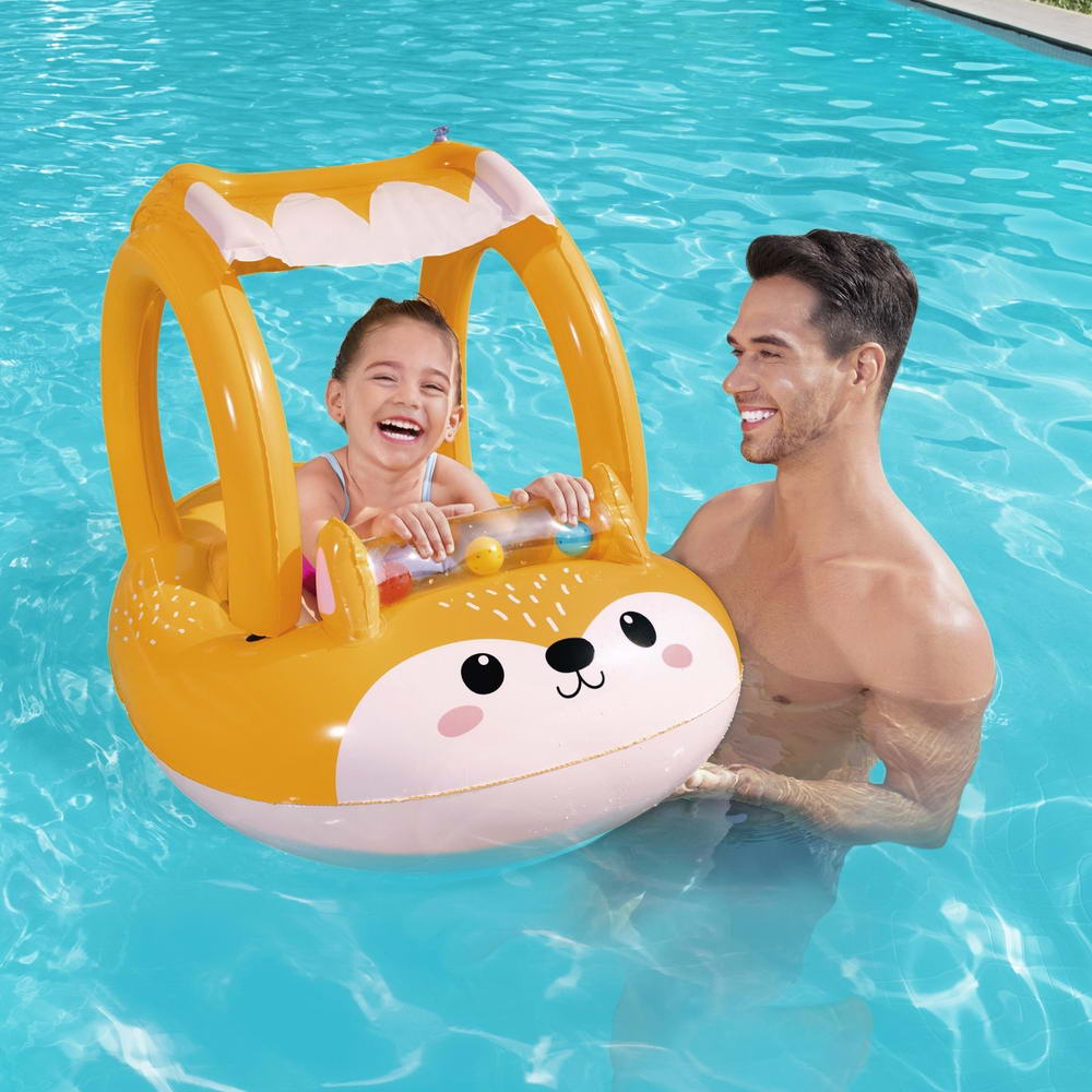 Bestway Kids Inflatable Fox Swim Float Floating Seat Canopy Pool Toys 94X66cm