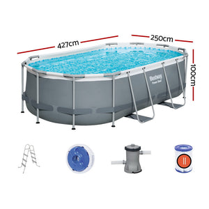 Bestway Swimming Pool 427X250x100cm Steel Frame Above Ground Pools Filter Pump Ladder 7250L