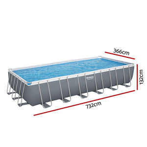 Bestway Swimming Pool 732X366x132cm Steel Frame Above Ground Pools Ladder 30045L