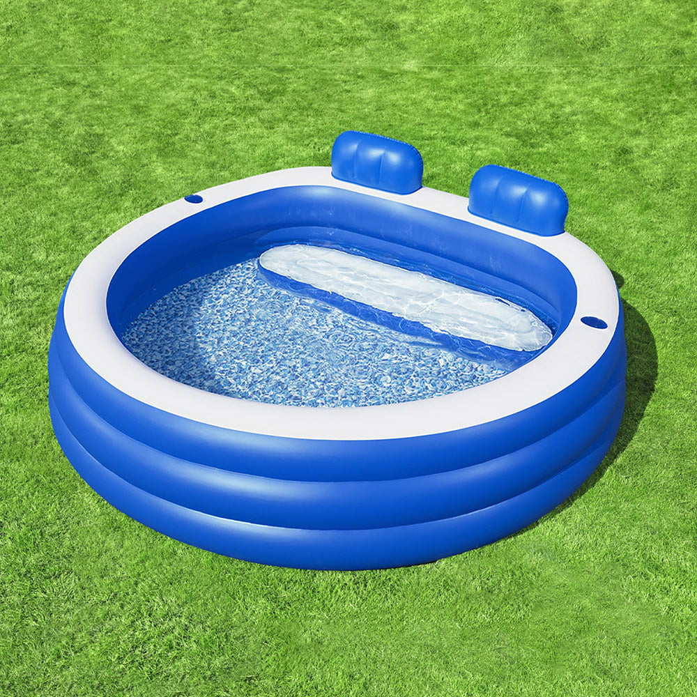 Bestway Kids Inflatable Pool Above Ground Pools Bench Seat Cup Holder 231X219cm