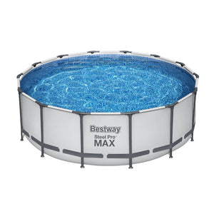 Bestway Swimming Pool 427X427x122cm Steel Frame Above Ground Pools Round Filter Pump Ladder