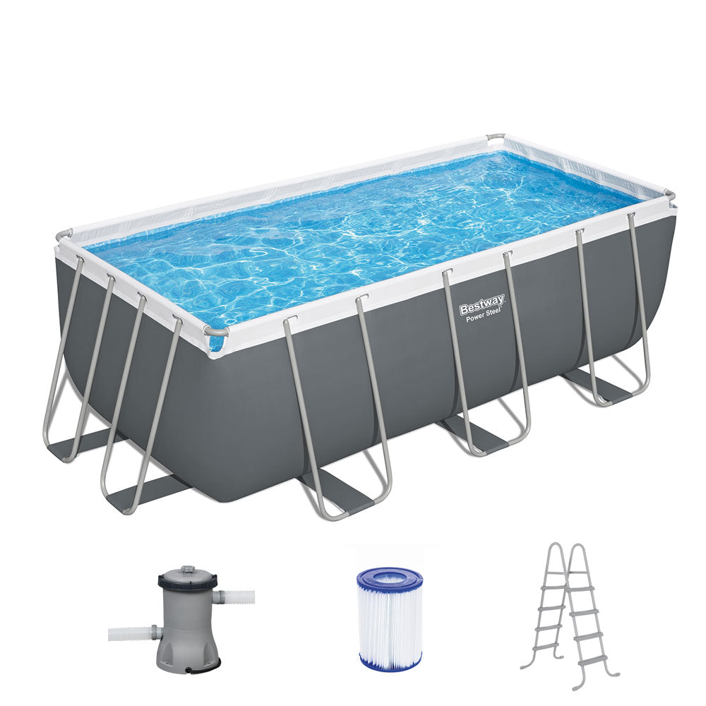 Bestway Swimming Pool 412X201x122cm Steel Frame Above Ground Pools Filter Pump Ladder 8124L