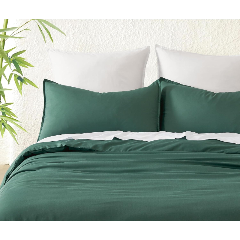 Bamboo Microfibre Quilt Cover Set Green Single