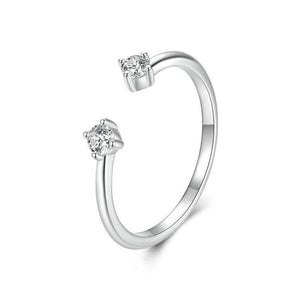 Veile Studios Silver Charm Moissanite Open Ring Fashionable Versatile Stackable S925