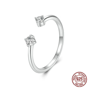 Veile Studios Silver Charm Moissanite Open Ring Fashionable Versatile Stackable S925