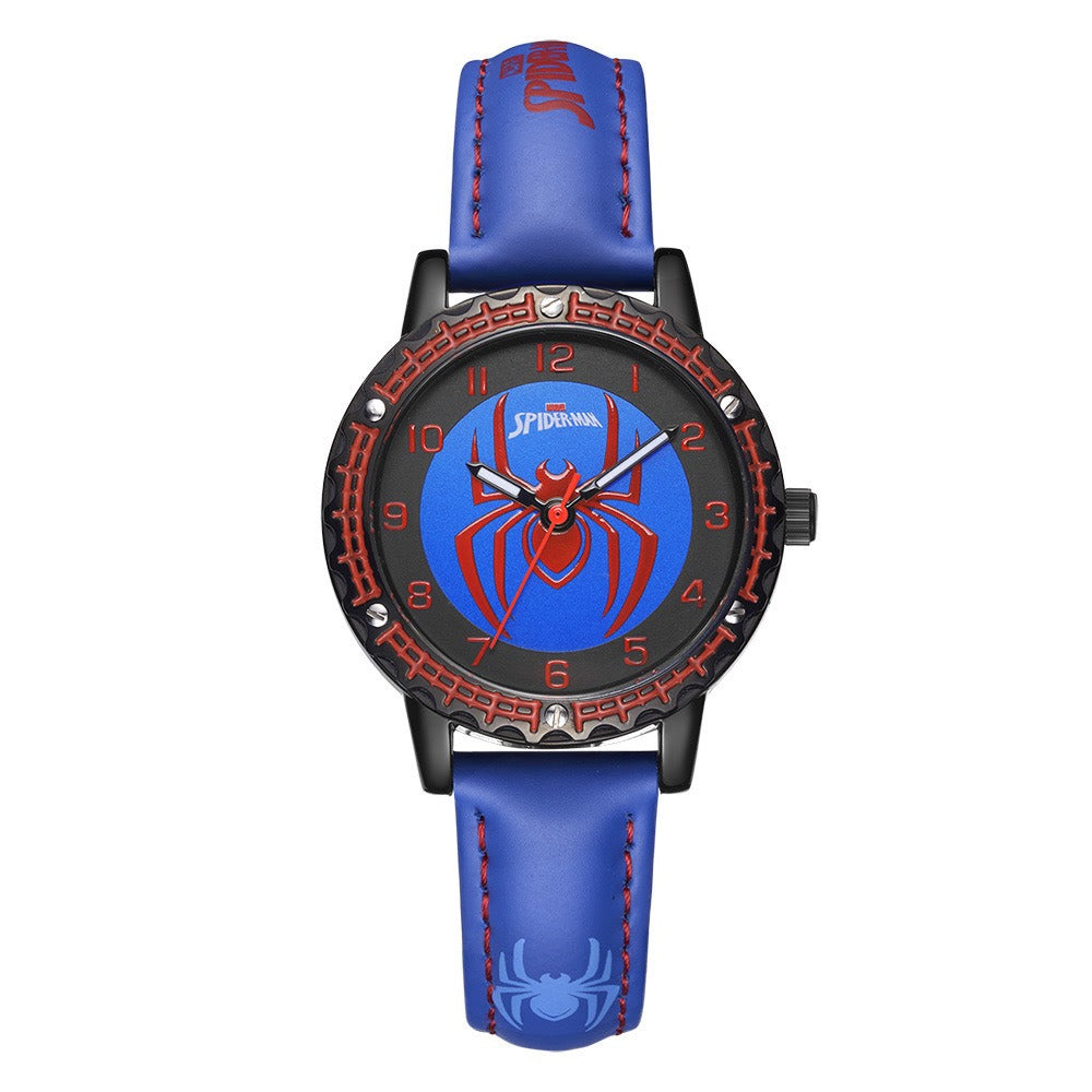 Children Spiderman Quartz Watch Luminous Pointer Boys Wristwatch For Kids