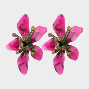 Veile Studios Acrylic Flower Retro Beach Style Earrings Trendy Womens Jewelry Accessories