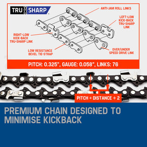 Mtm Chainsaw Petrol Commercial 20 Bar E-Start Tree Pruning Saw Hp