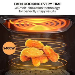 Eurochef 9L Dual Zone Air Fryer Electric Digital Airfryer Twin Drawers Black/Silver