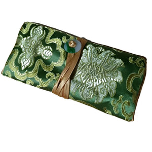 Veile Studios Chinese Silk Brocade Jewelry Roll Up Bags Travel Storage Pouch For Accessories
