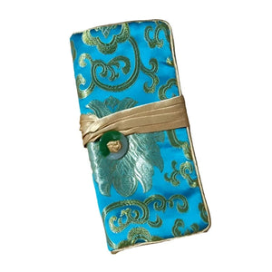 Veile Studios Chinese Silk Brocade Jewelry Roll Up Bags Travel Storage Pouch For Accessories