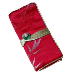 Veile Studios Chinese Silk Brocade Jewelry Roll Up Bags Travel Storage Pouch For Accessories