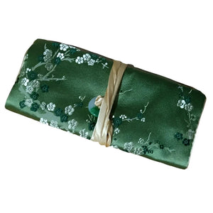 Veile Studios Chinese Silk Brocade Jewelry Roll Up Bags Travel Storage Pouch For Accessories