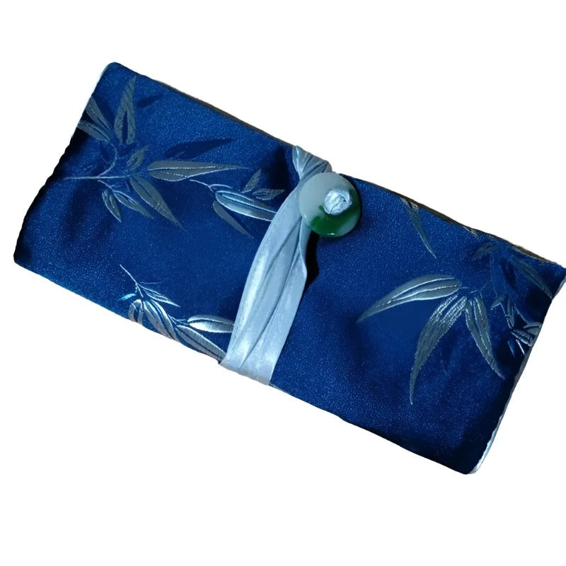 Veile Studios Chinese Silk Brocade Jewelry Roll Up Bags Travel Storage Pouch For Accessories