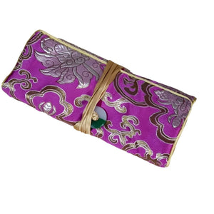 Veile Studios Chinese Silk Brocade Jewelry Roll Up Bags Travel Storage Pouch For Accessories