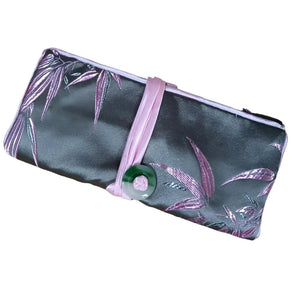 Veile Studios Chinese Silk Brocade Jewelry Roll Up Bags Travel Storage Pouch For Accessories