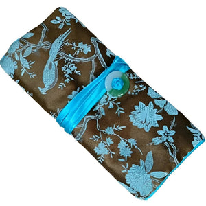 Veile Studios Chinese Silk Brocade Jewelry Roll Up Bags Travel Storage Pouch For Accessories