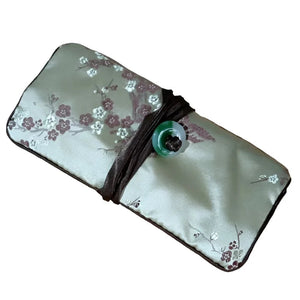 Veile Studios Chinese Silk Brocade Jewelry Roll Up Bags Travel Storage Pouch For Accessories