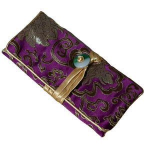 Veile Studios Chinese Silk Brocade Jewelry Roll Up Bags Travel Storage Pouch For Accessories