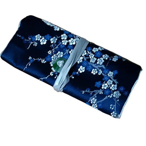 Veile Studios Chinese Silk Brocade Jewelry Roll Up Bags Travel Storage Pouch For Accessories