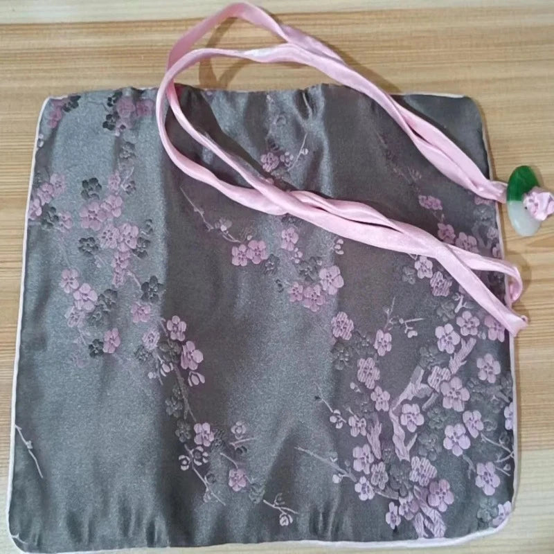 Veile Studios Chinese Silk Brocade Jewelry Roll Up Bags Travel Storage Pouch For Accessories