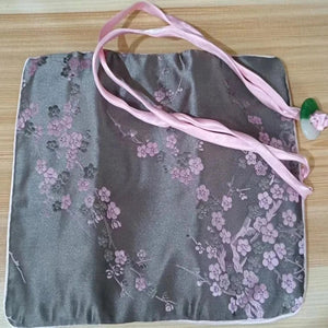 Veile Studios Chinese Silk Brocade Jewelry Roll Up Bags Travel Storage Pouch For Accessories