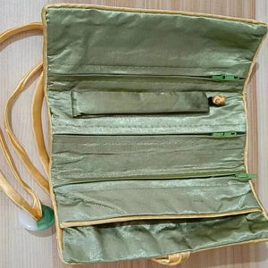 Veile Studios Chinese Silk Brocade Jewelry Roll Up Bags Travel Storage Pouch For Accessories