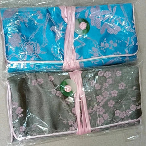Veile Studios Chinese Silk Brocade Jewelry Roll Up Bags Travel Storage Pouch For Accessories